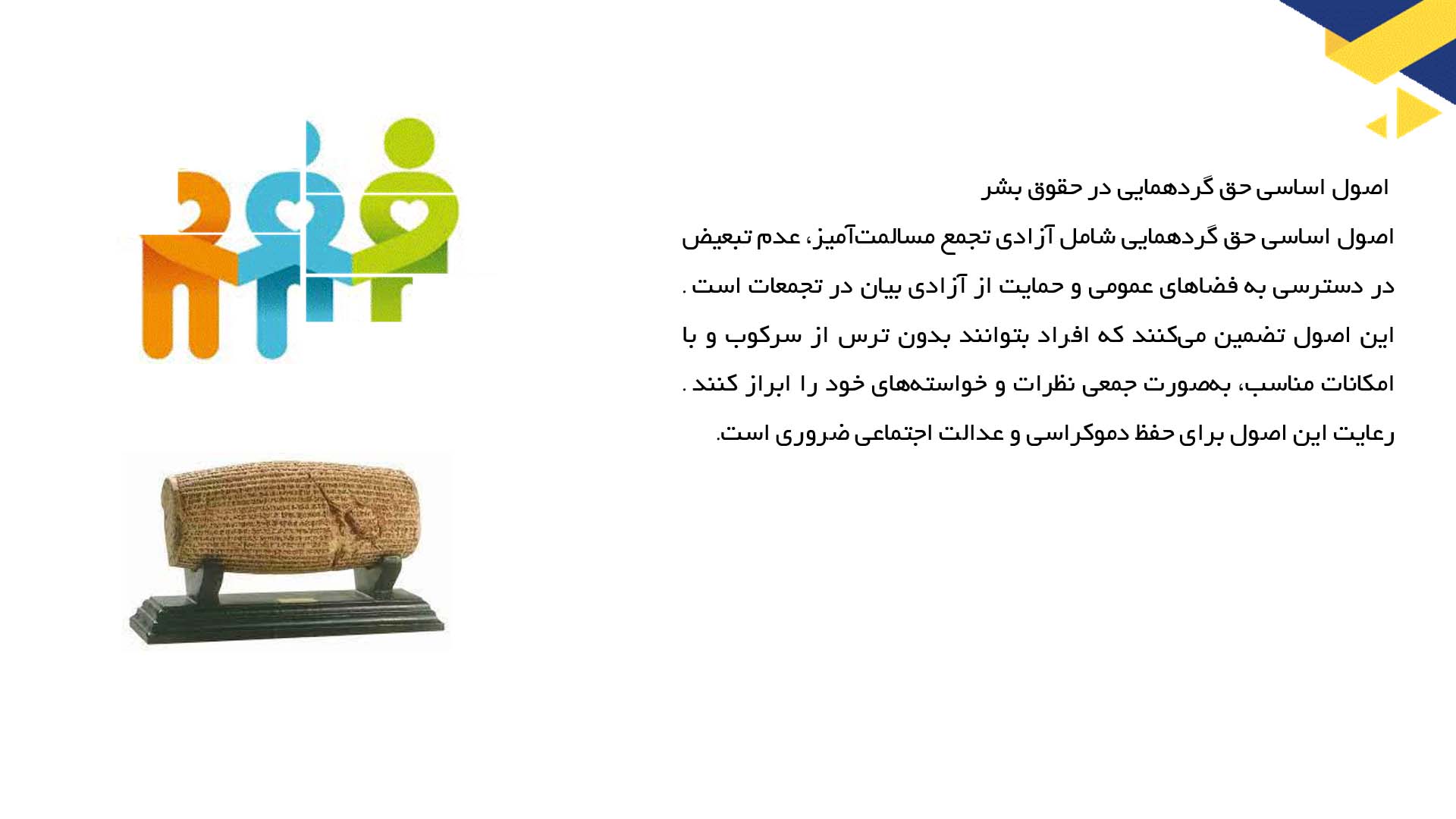 پاورپوینت در مورد حق گردهمایی و اجتماعات مسالمت‌آمیز
